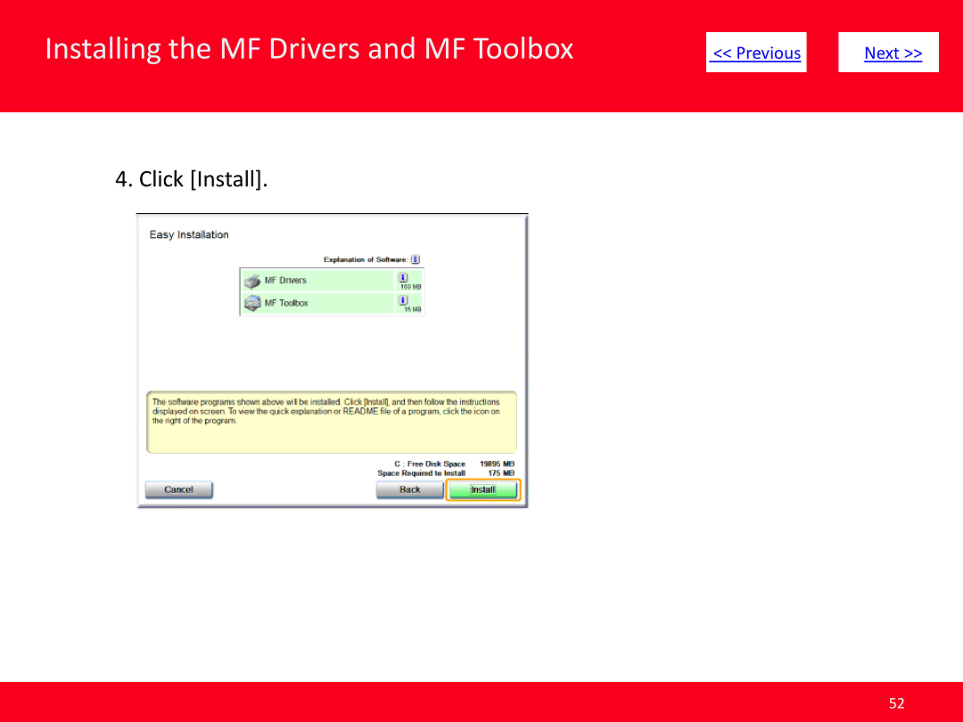 Canon MF4570dw manual Click Install 