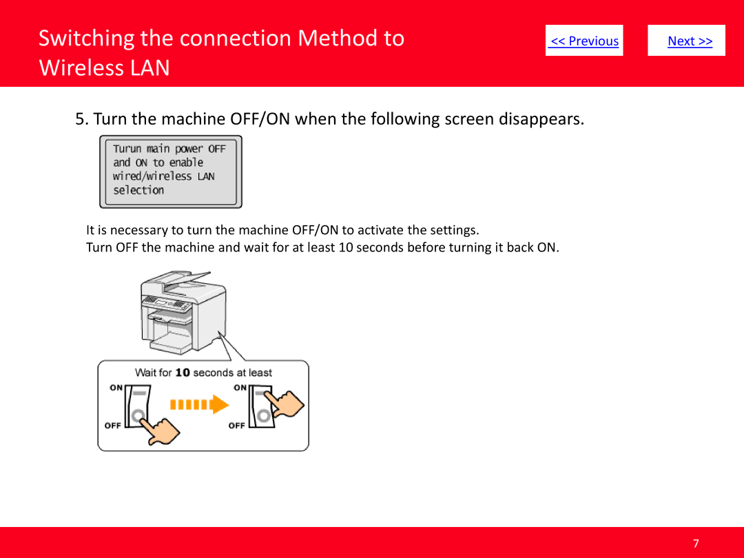 Canon MF4570dw manual Turn the machine OFF/ON when the following screen disappears 