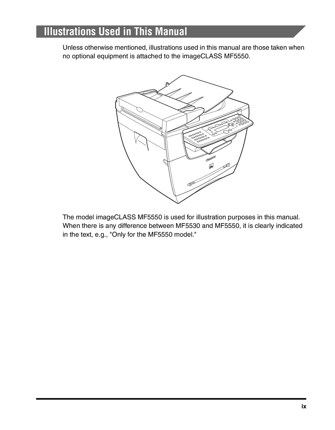 Canon MF55DD Series manual Illustrations Used in This Manual 