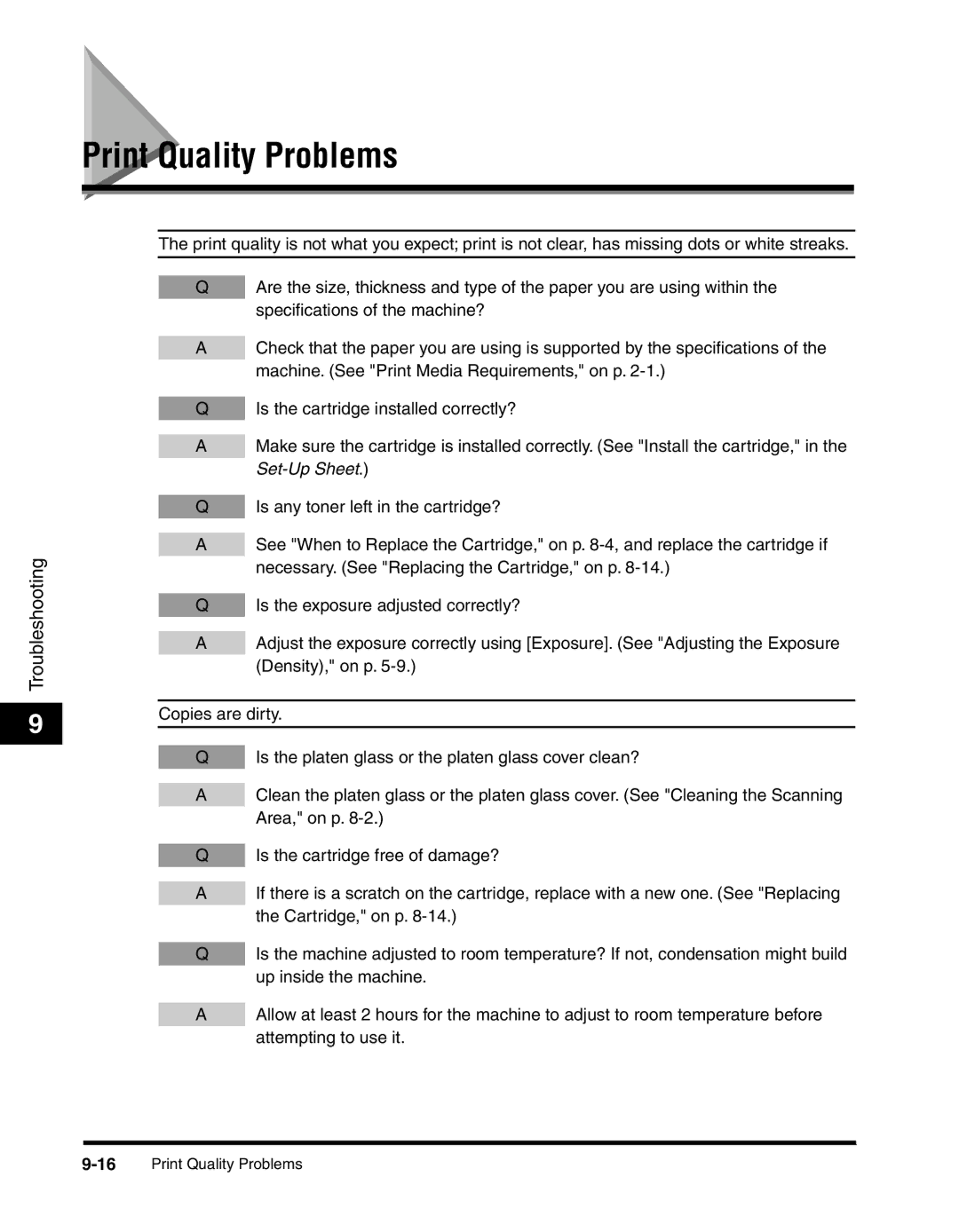 Canon MF55DD Series manual Print Quality Problems 