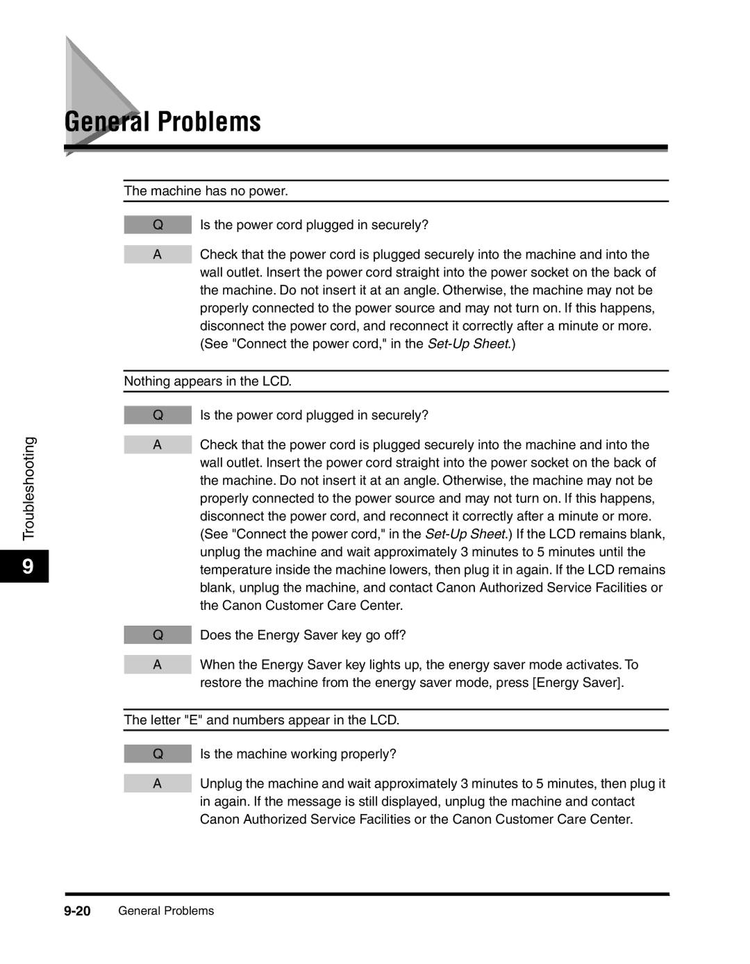 Canon MF55DD Series manual General Problems 