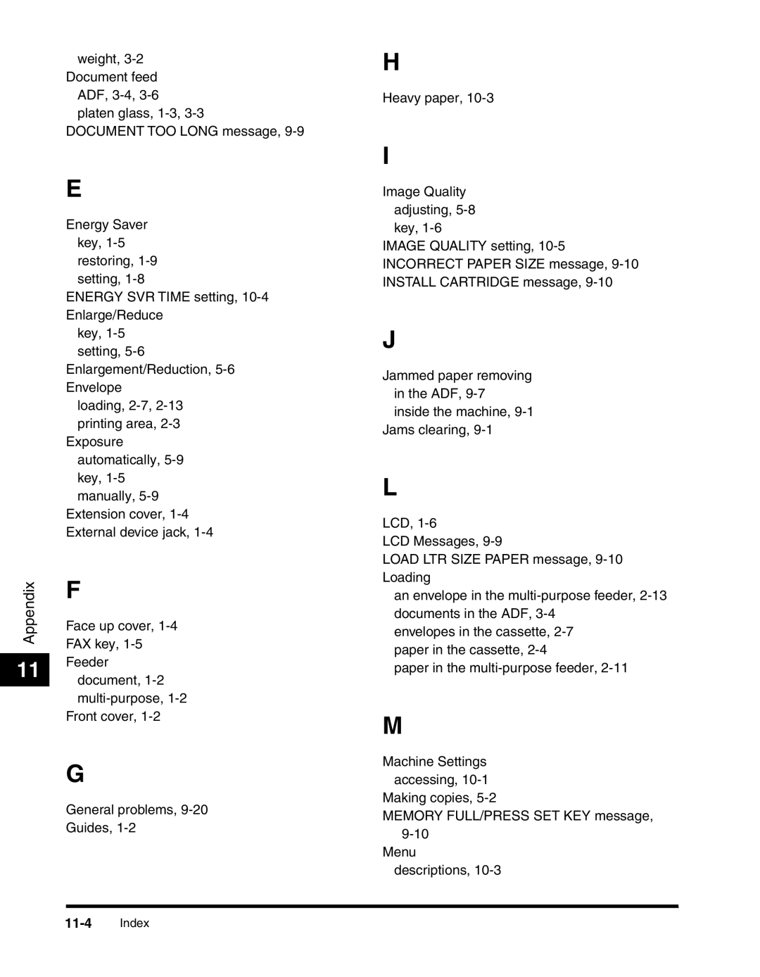 Canon MF55DD Series manual Index 