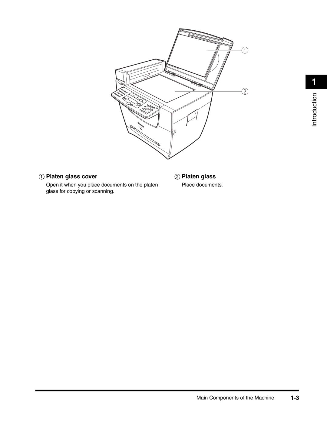 Canon MF55DD Series manual Platen glass cover 