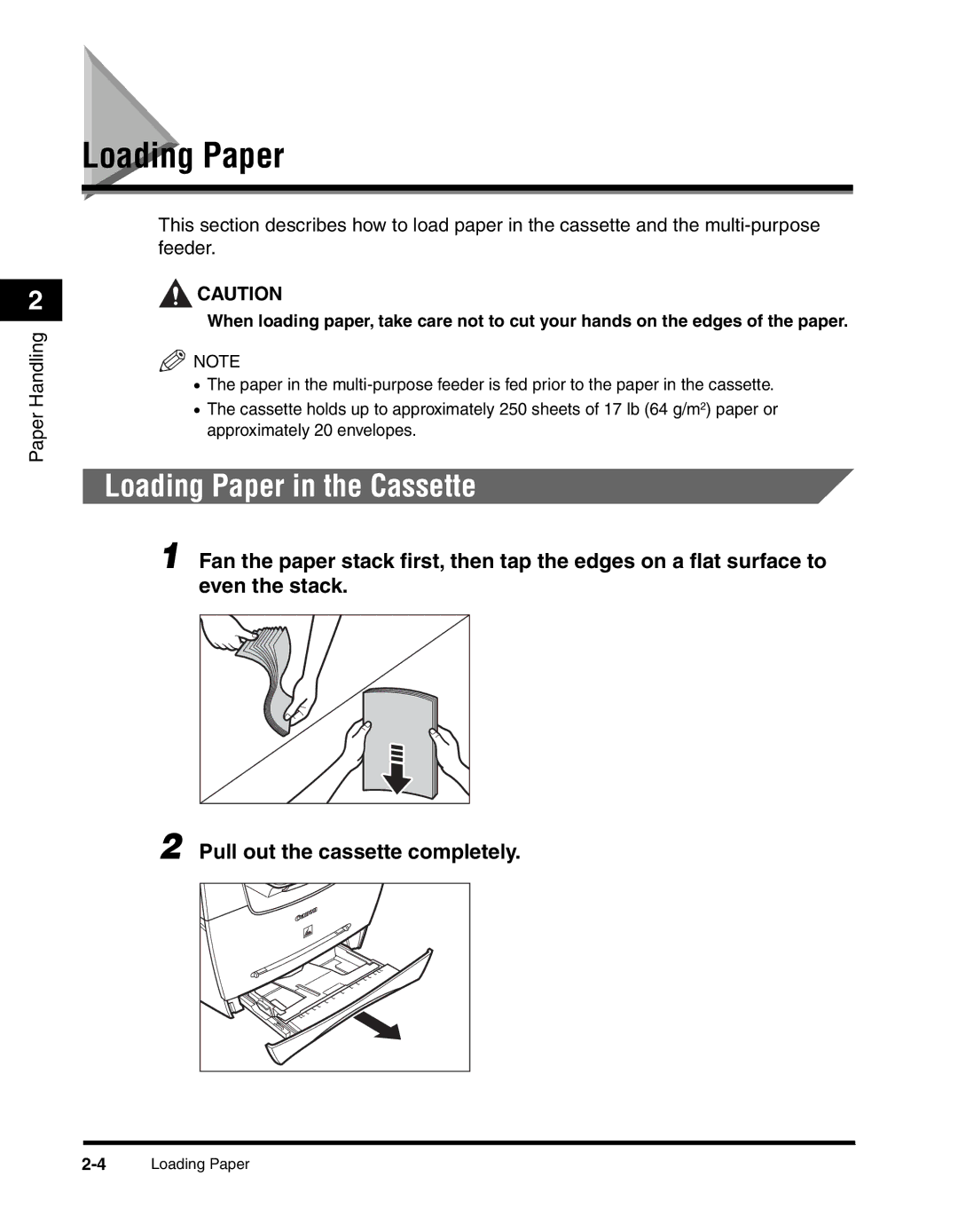 Canon MF55DD Series manual Loading Paper in the Cassette 