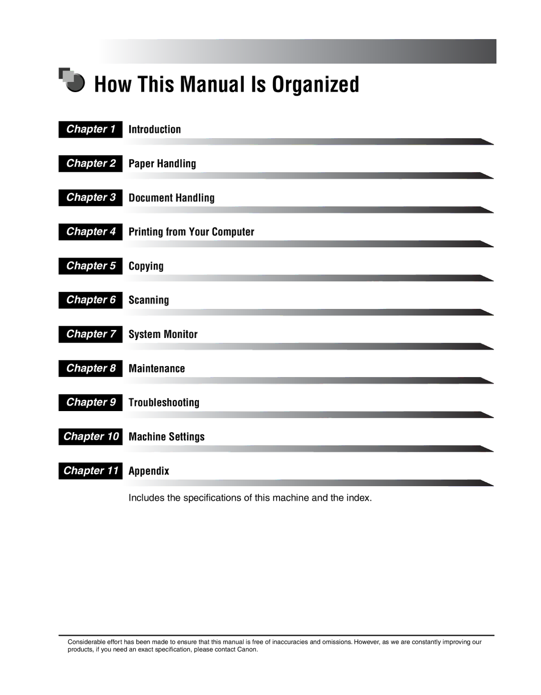 Canon MF55DD Series manual How This Manual Is Organized 