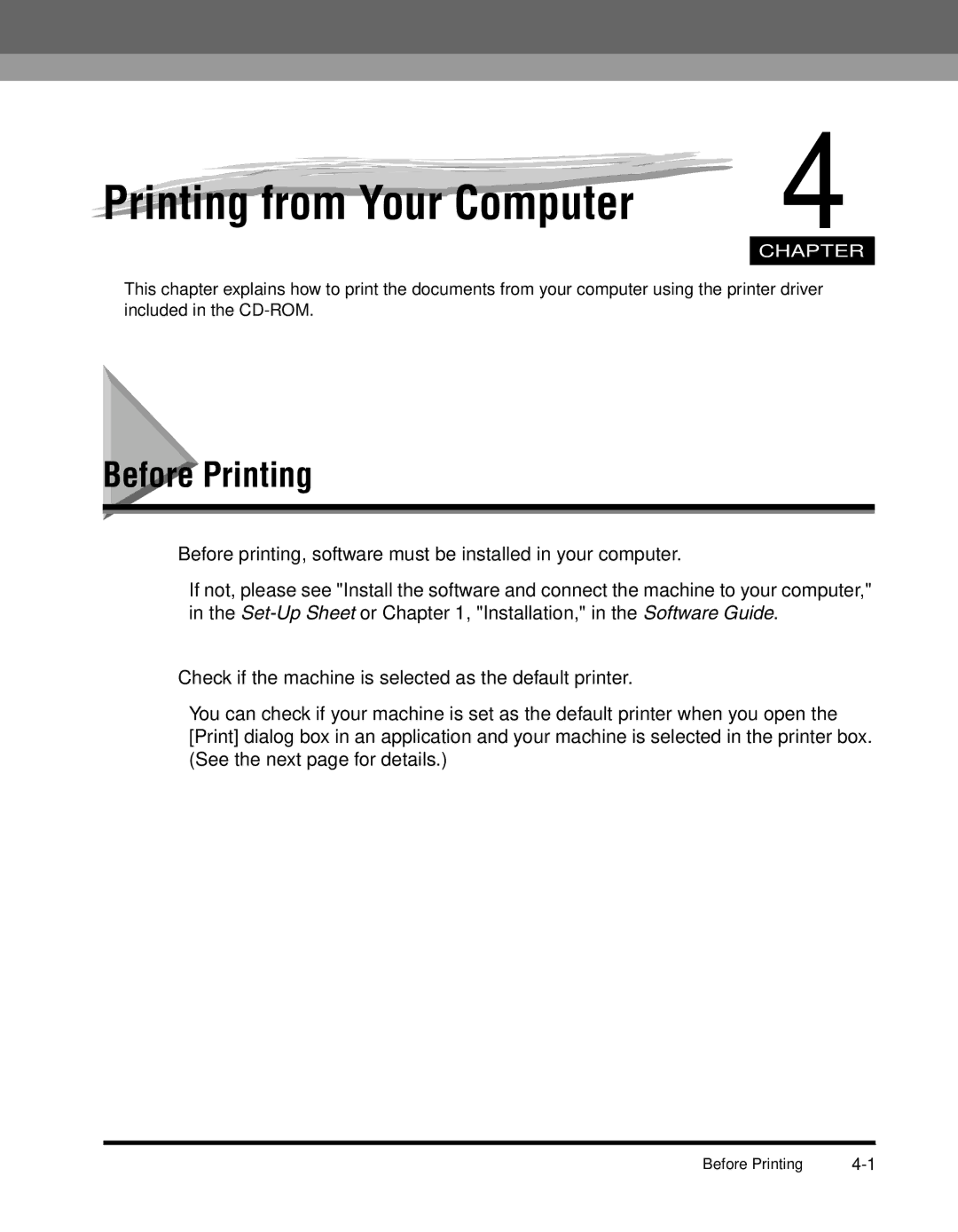 Canon MF55DD Series manual Printing from Your Computer, Before Printing 