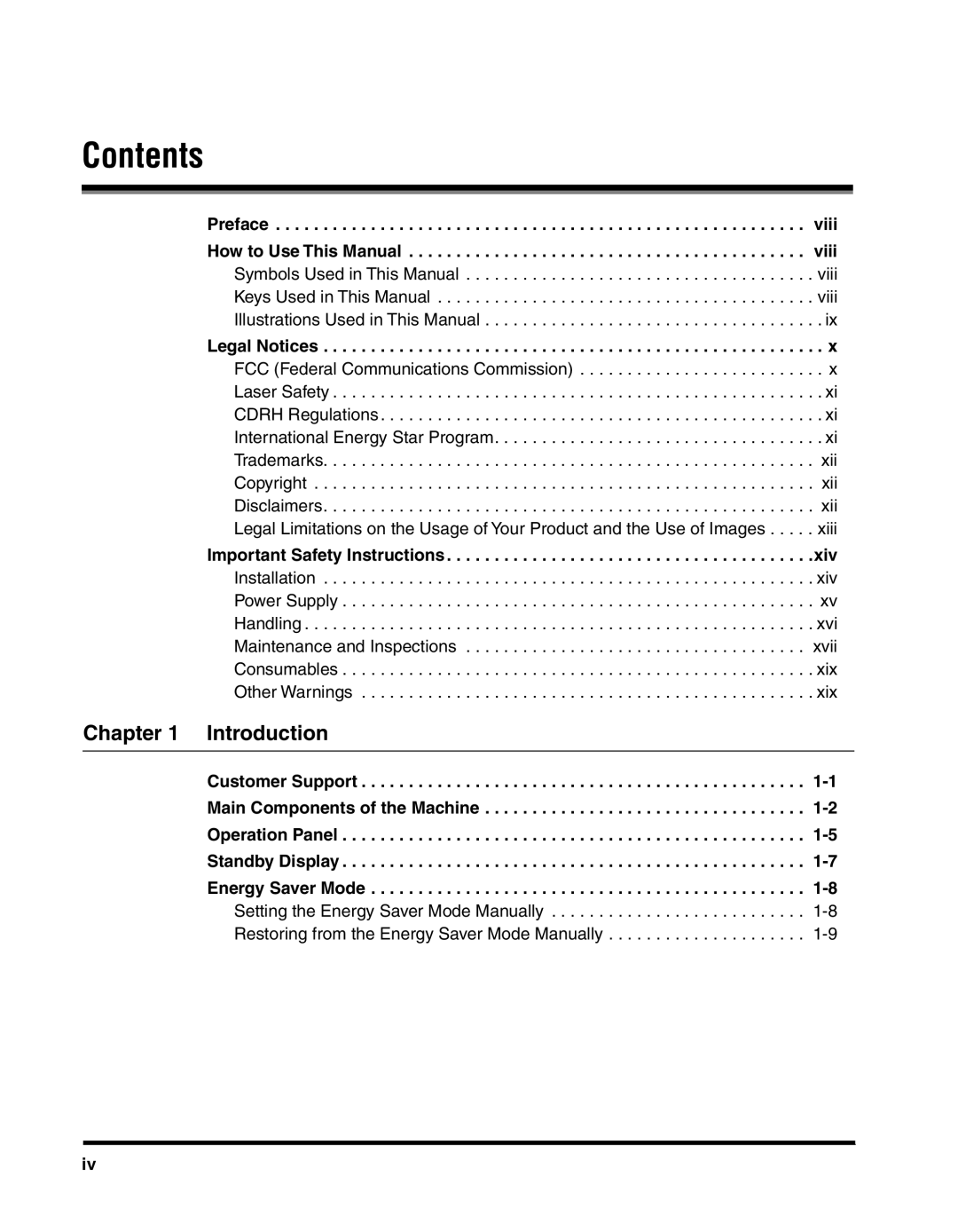 Canon MF55DD Series manual Contents 