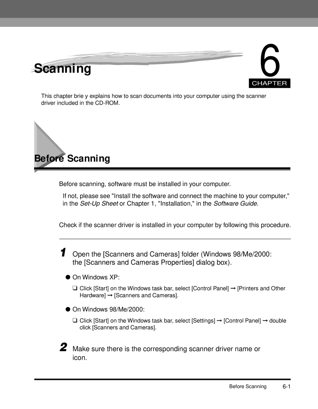 Canon MF55DD Series manual Before Scanning 