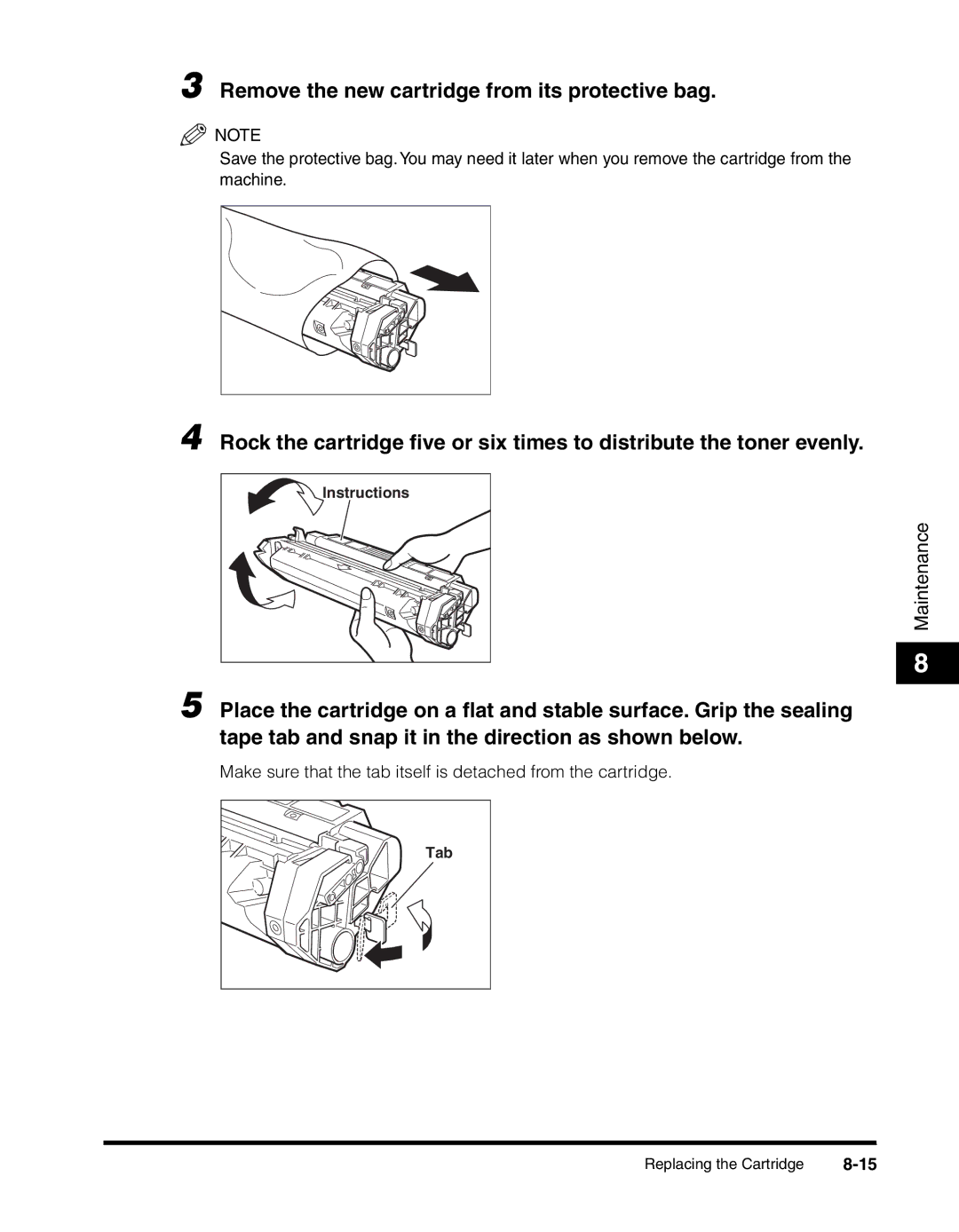 Canon MF55DD Series manual Remove the new cartridge from its protective bag 