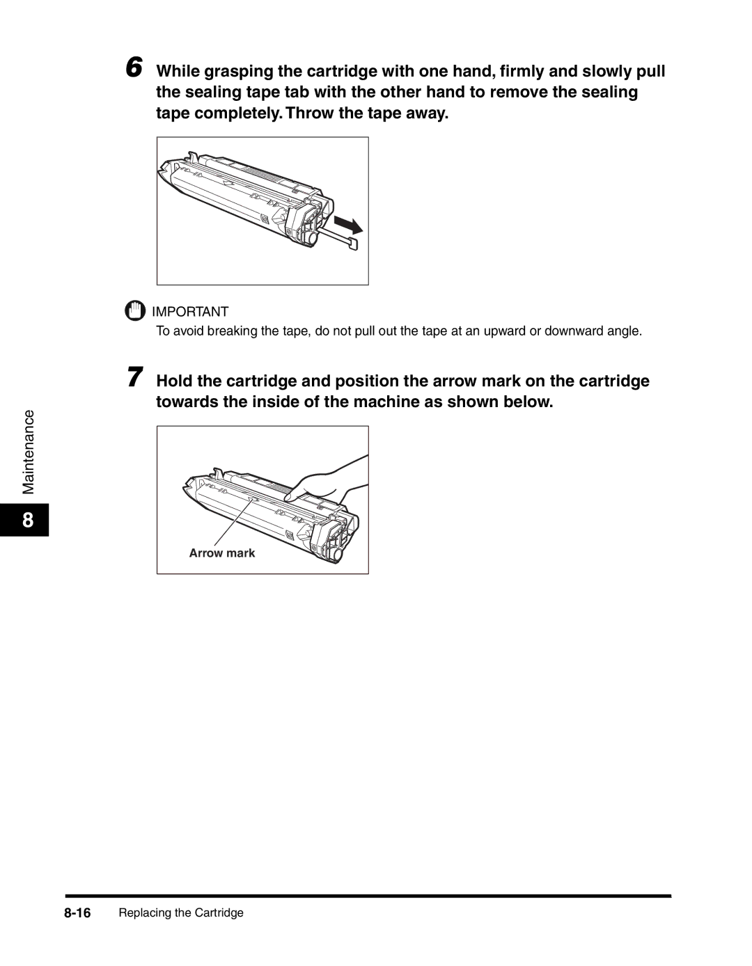 Canon MF55DD Series manual Arrow mark 