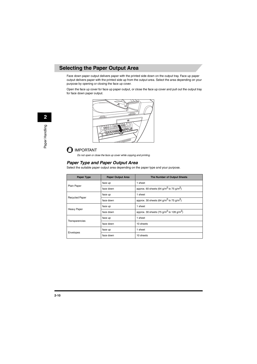 Canon MF5650 manual Selecting the Paper Output Area, Paper Type and Paper Output Area 