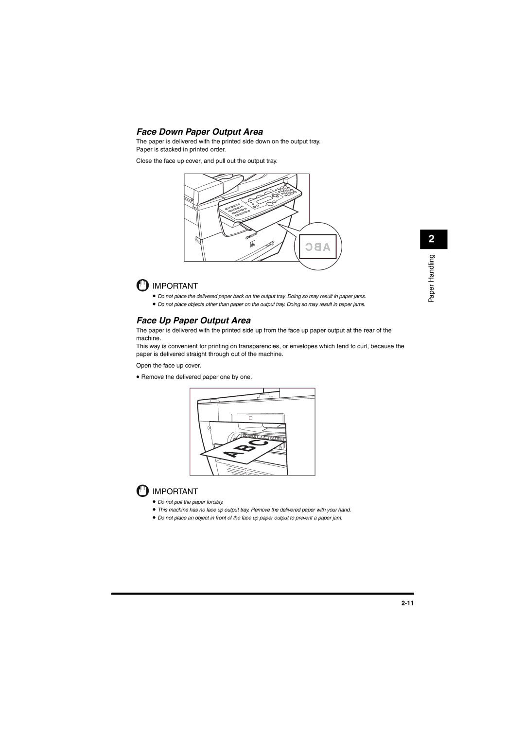 Canon MF5650 manual Face Down Paper Output Area, Face Up Paper Output Area 