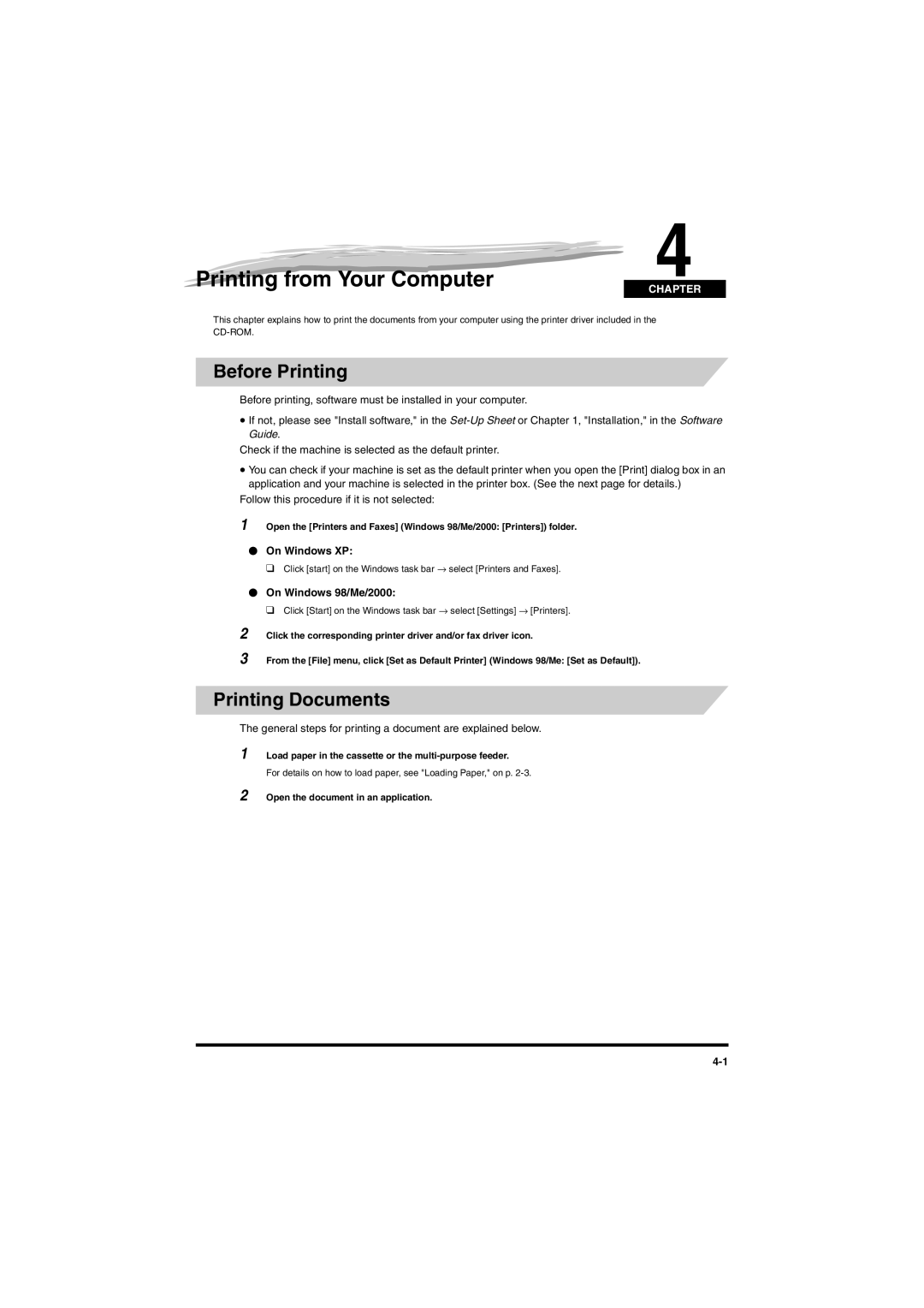 Canon MF5650 manual Printing from Your Computer, Before Printing, Printing Documents, Open the document in an application 