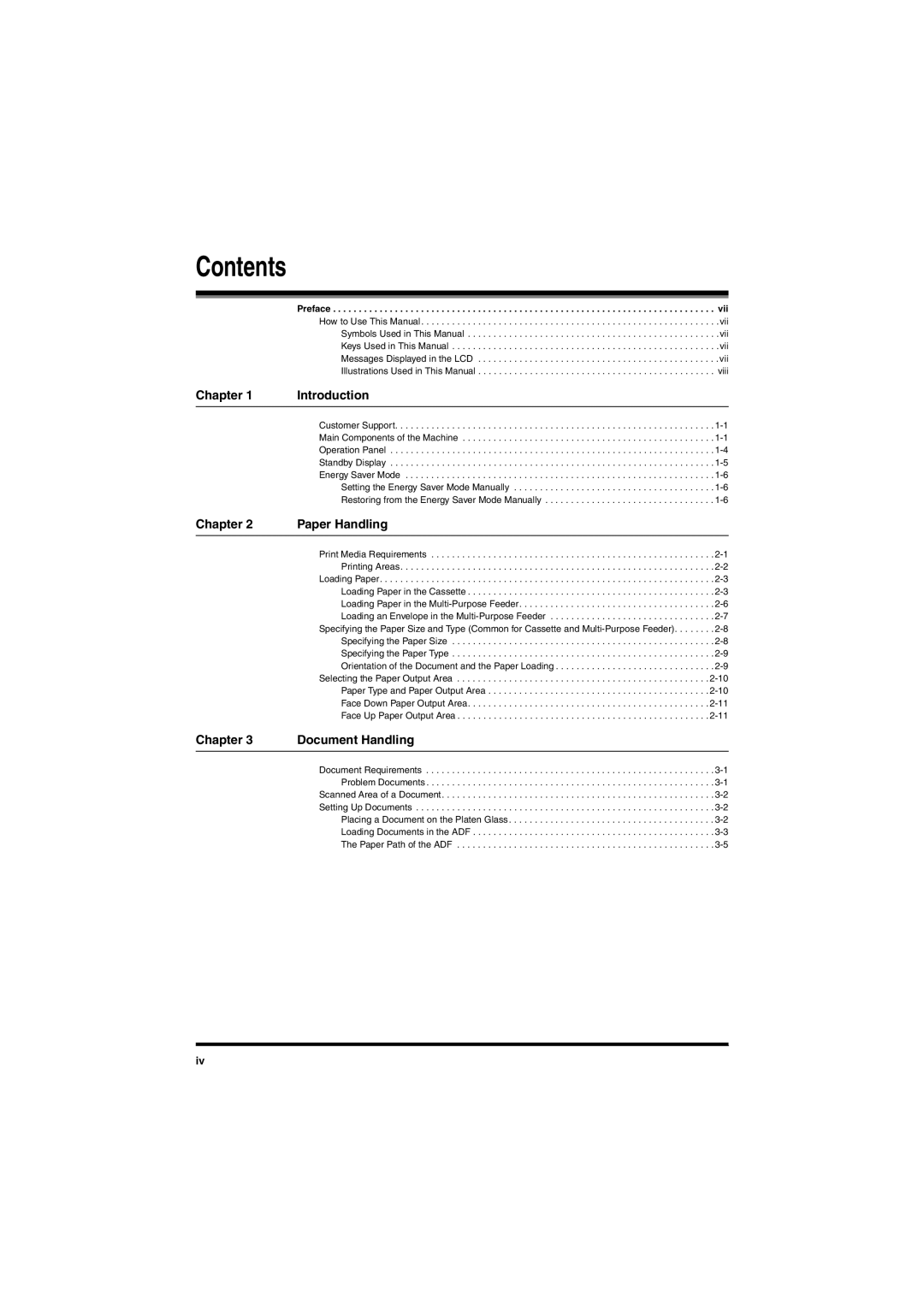 Canon MF5650 manual Contents 