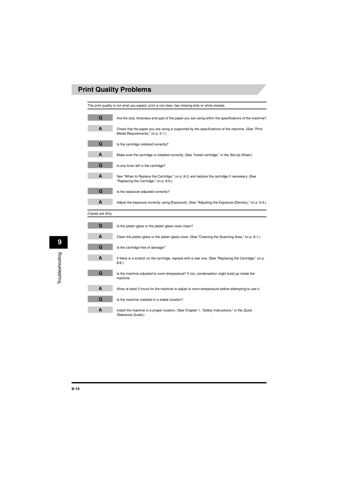 Canon MF5650 manual Print Quality Problems 