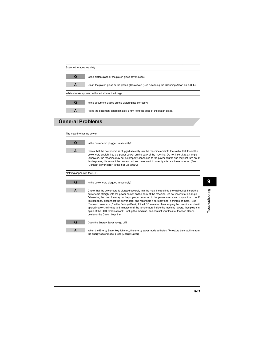 Canon MF5650 manual General Problems 