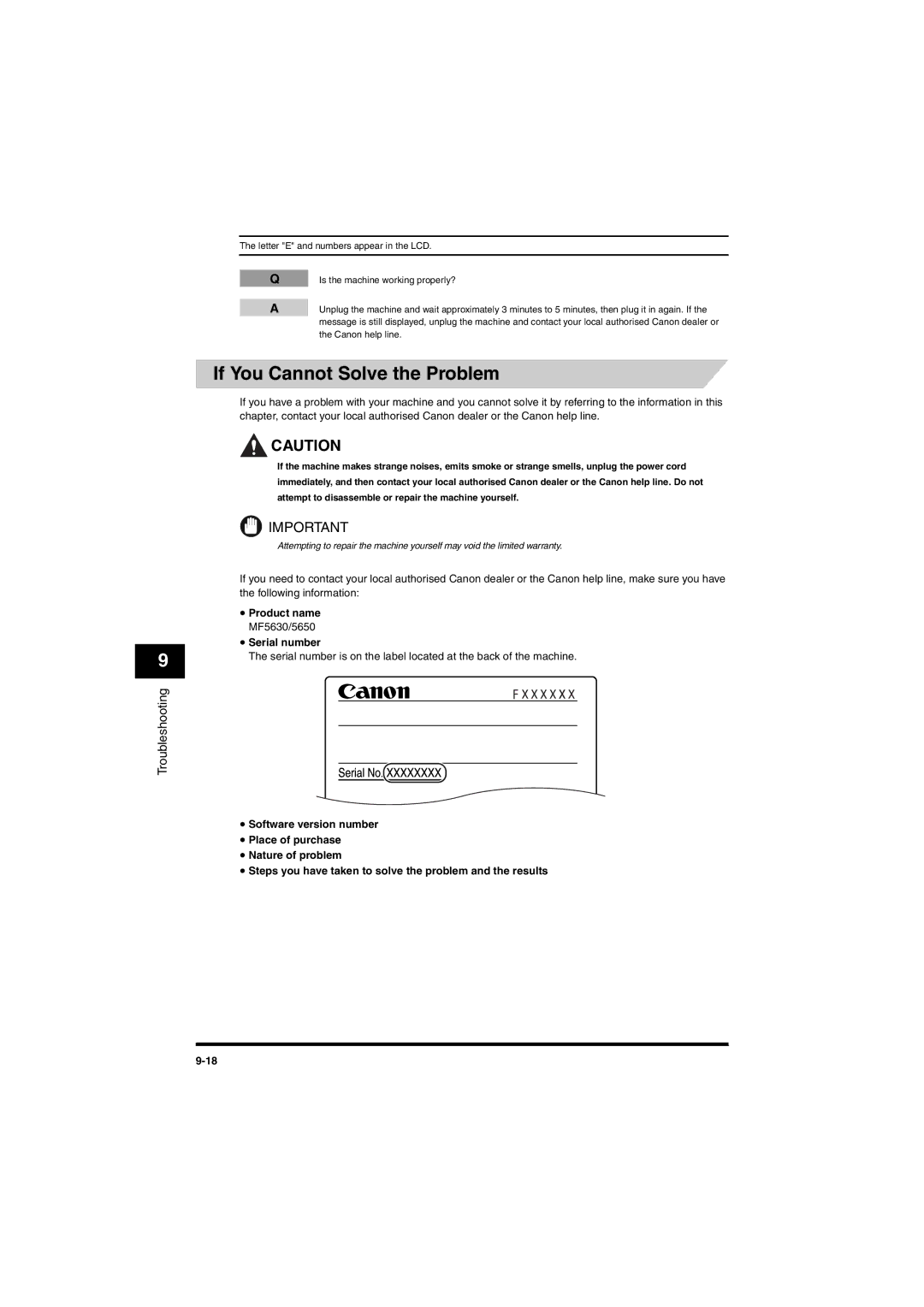 Canon MF5650 manual If You Cannot Solve the Problem 