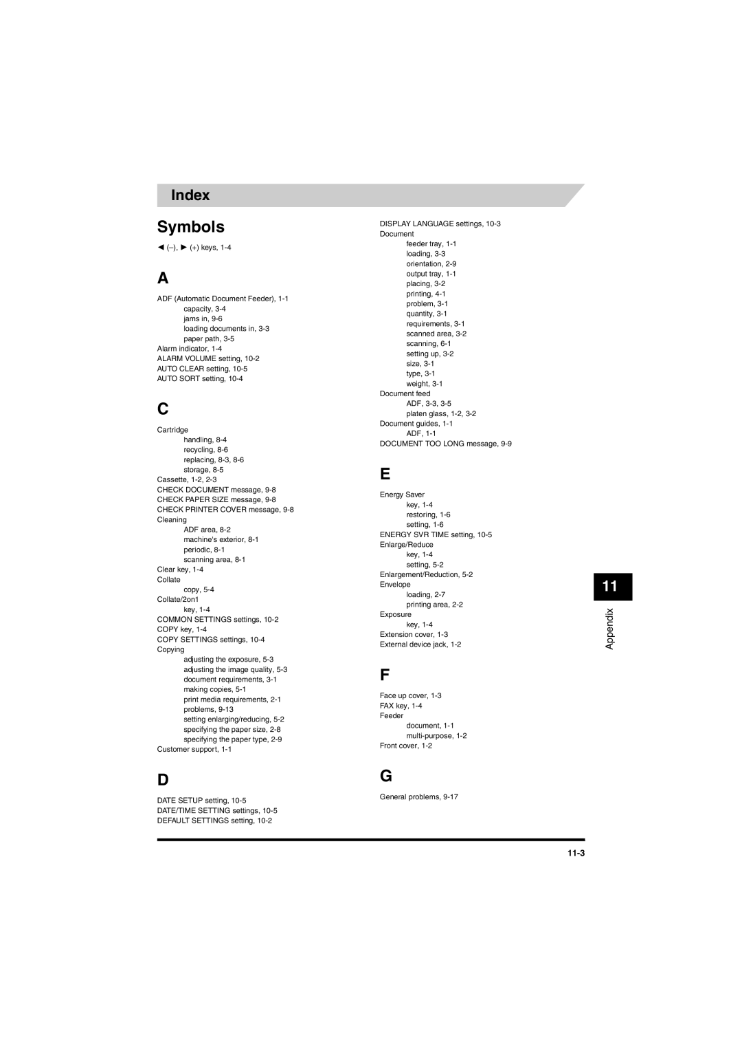 Canon MF5650 manual Symbols, Index 