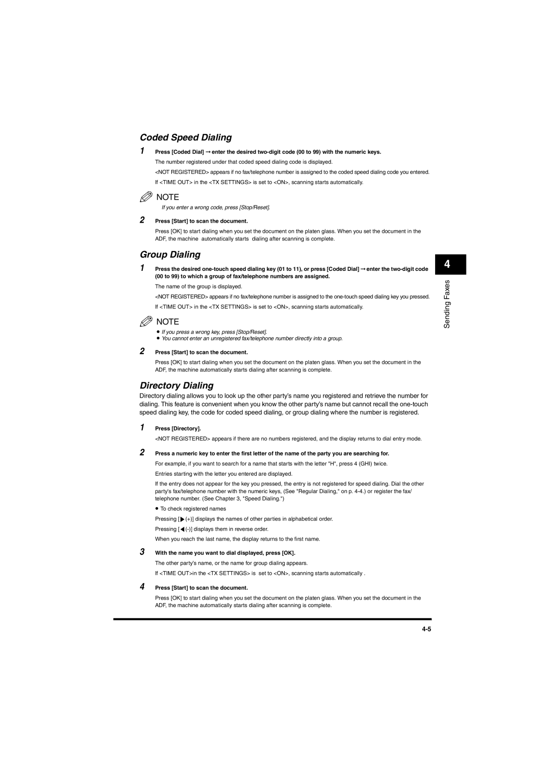 Canon MF5750, MF5770 manual Coded Speed Dialing, Group Dialing, Directory Dialing, Press Directory 