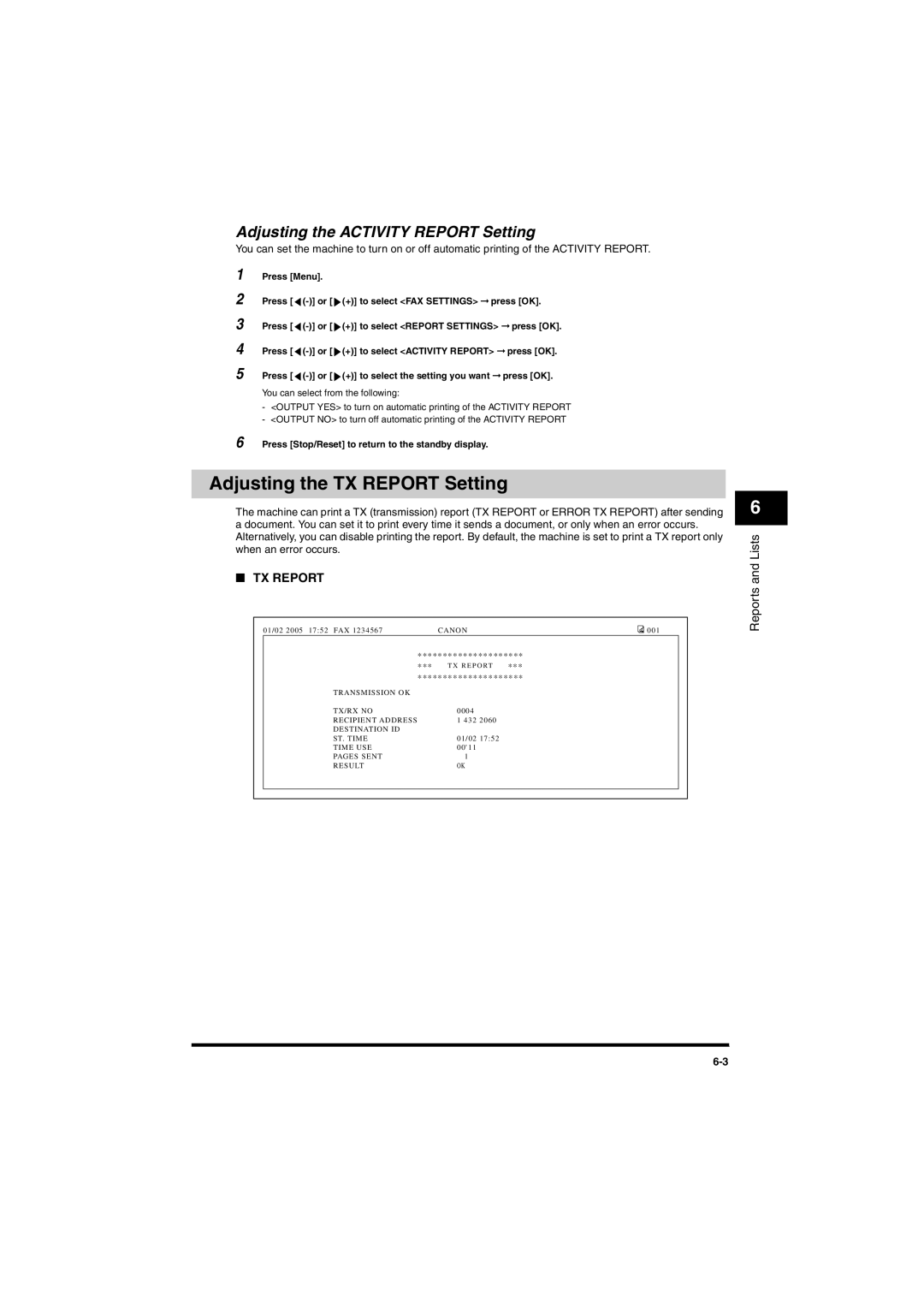 Canon MF5770, MF5750 manual Adjusting the TX Report Setting, Adjusting the Activity Report Setting 