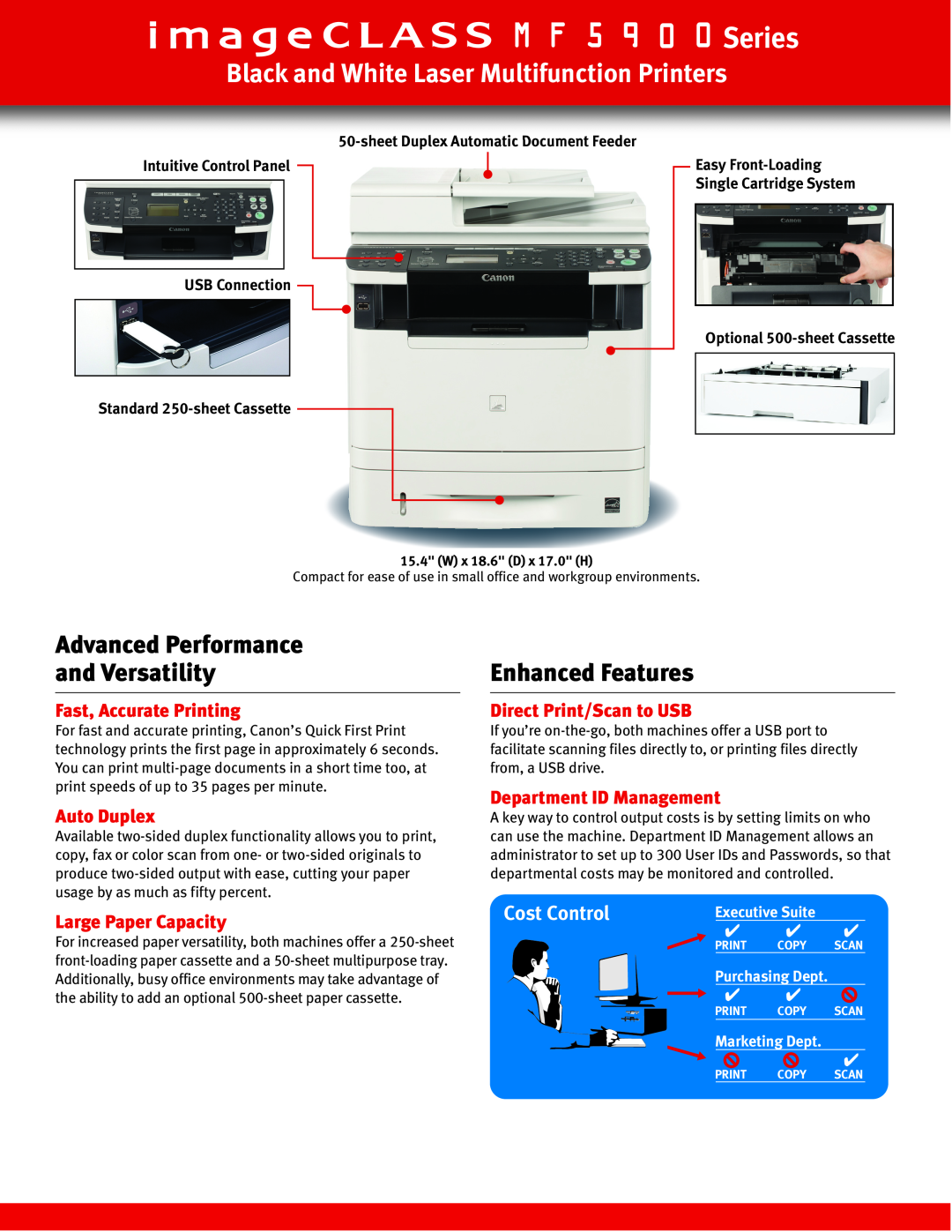 Canon MF5960DN Series, Black and White Laser Multifunction Printers, Advanced Performance and Versatility, Auto Duplex 