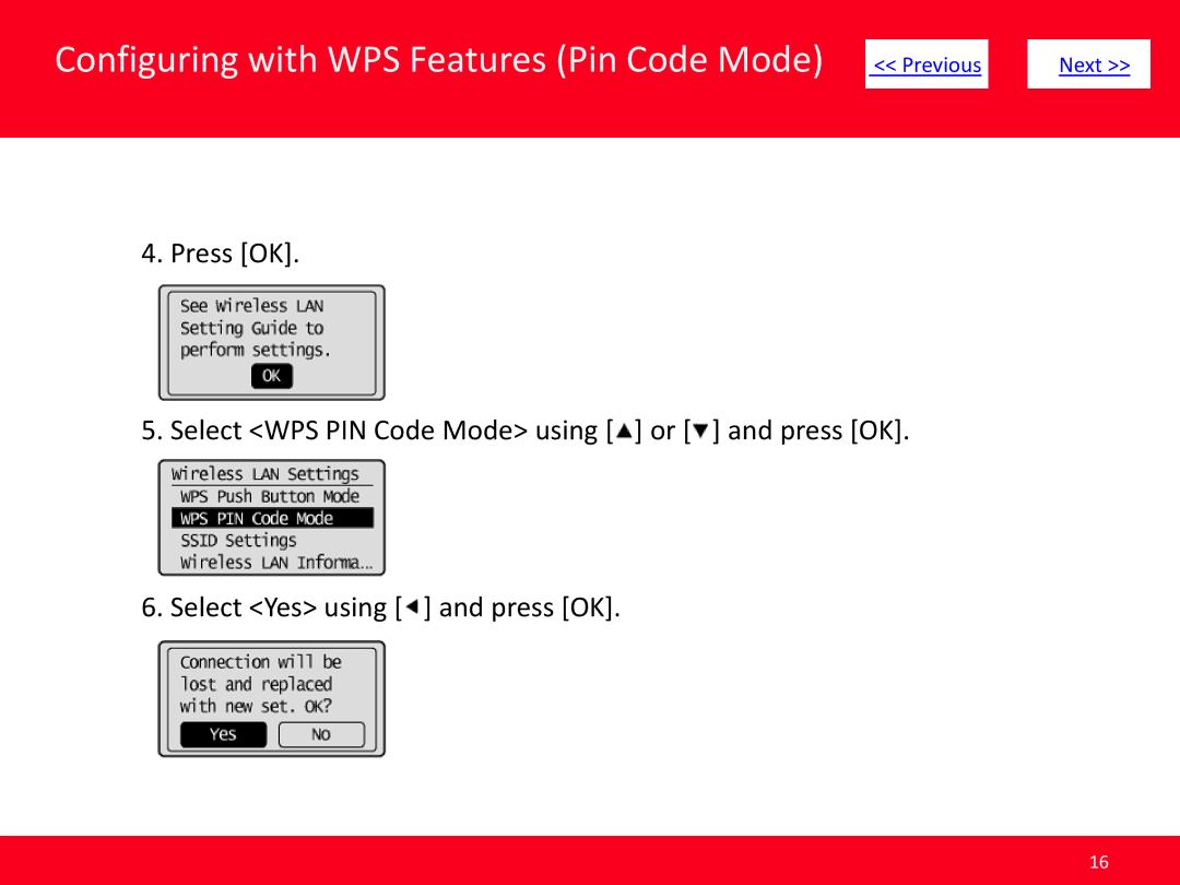 Canon MF5950dw manual Configuring with WPS Features Pin Code Mode 