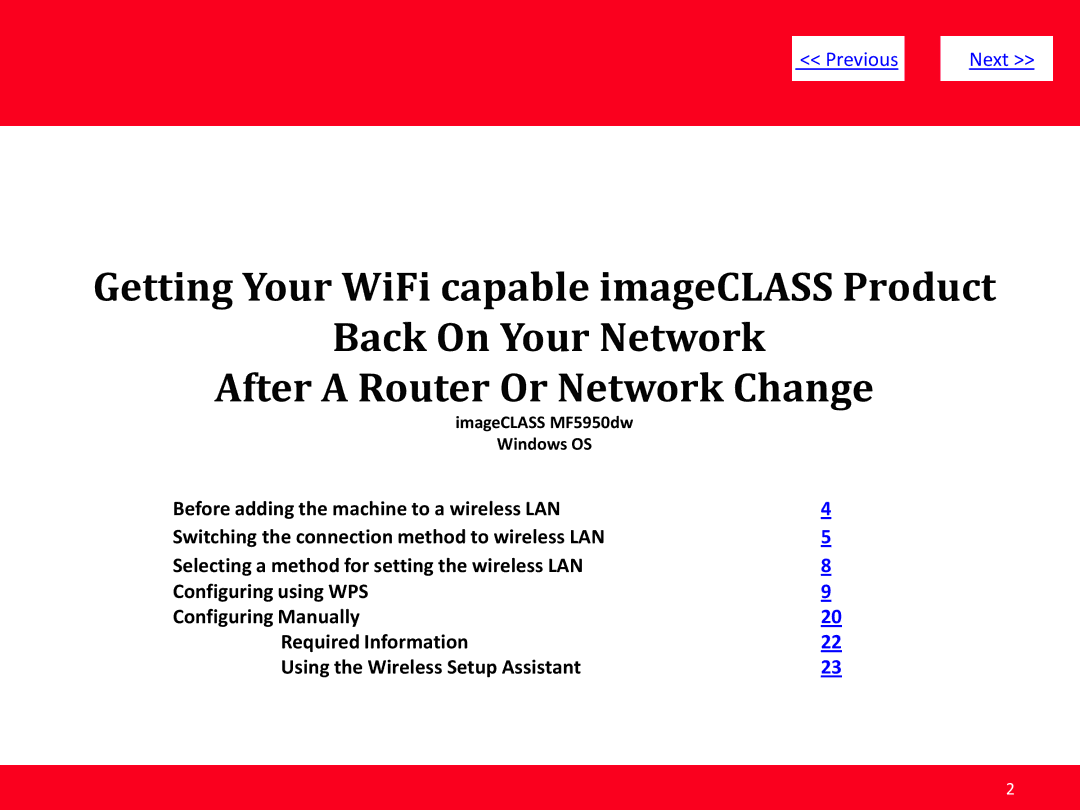 Canon MF5950dw manual Previous Next 