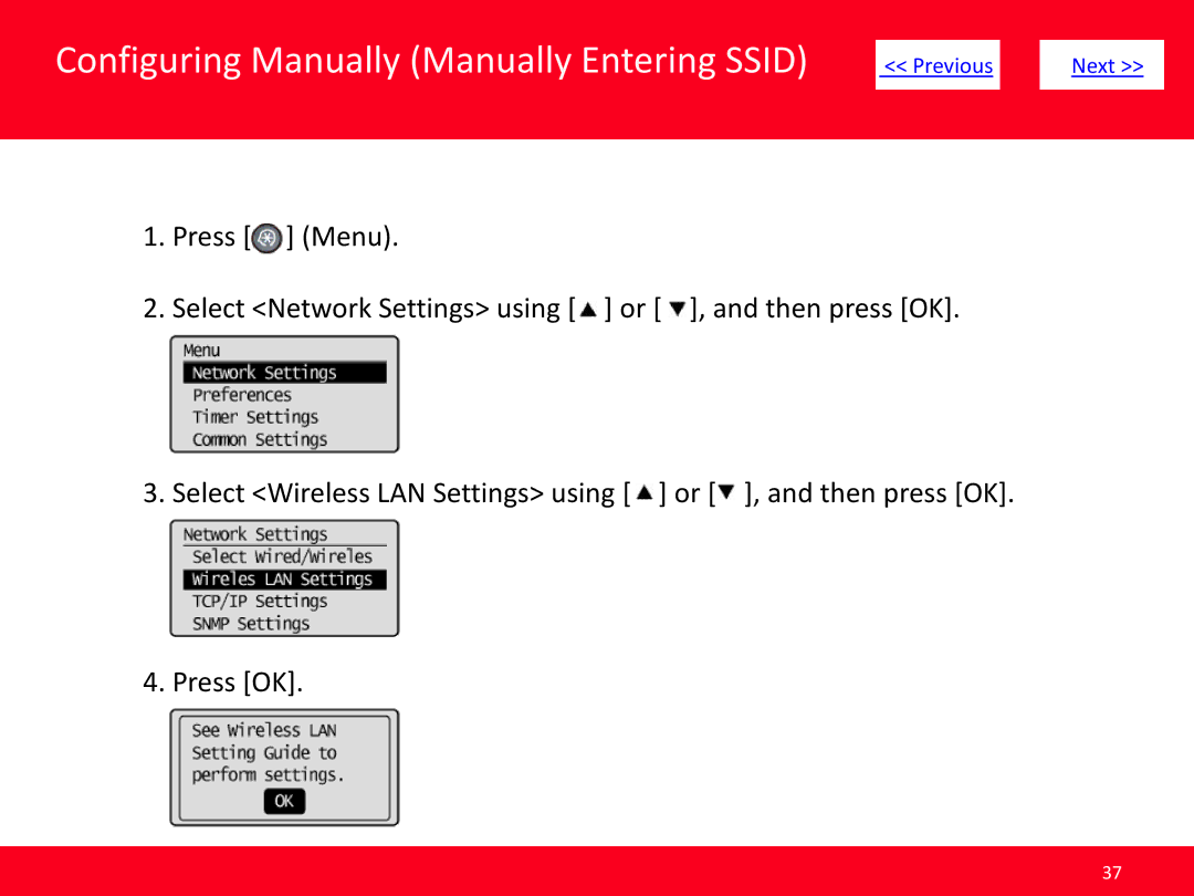 Canon MF5950dw manual Configuring Manually Manually Entering Ssid 