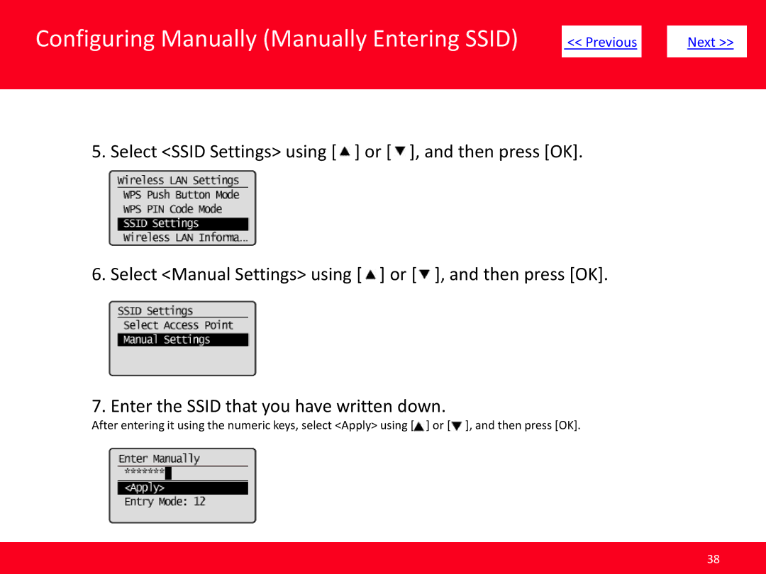 Canon MF5950dw manual Configuring Manually Manually Entering Ssid 