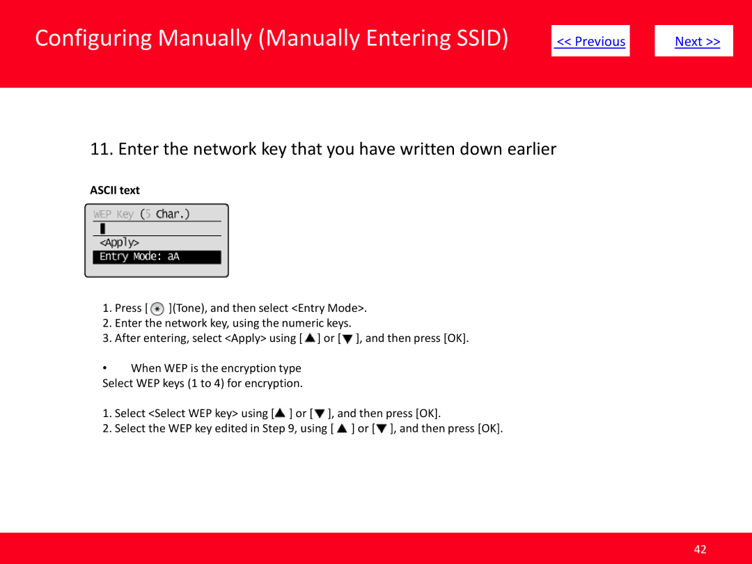 Canon MF5950dw manual Enter the network key that you have written down earlier 