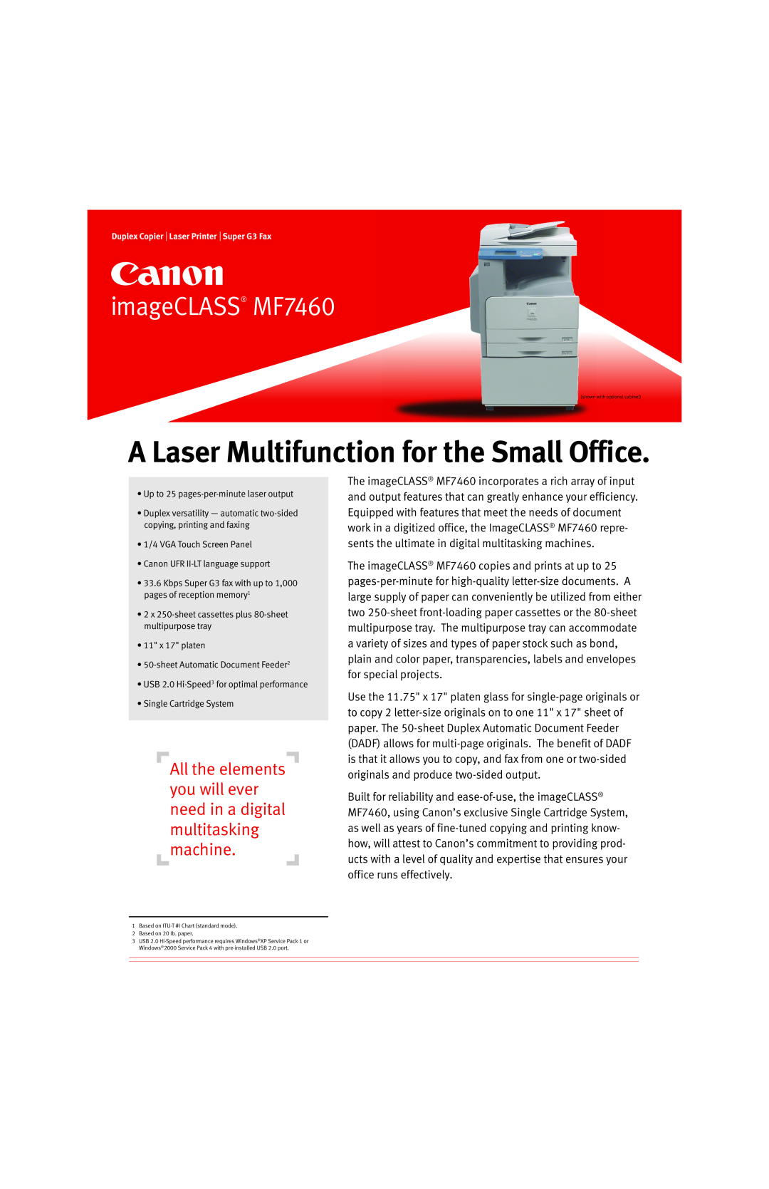 Canon manual A Laser Multifunction for the Small Office, imageCLASS MF7460 