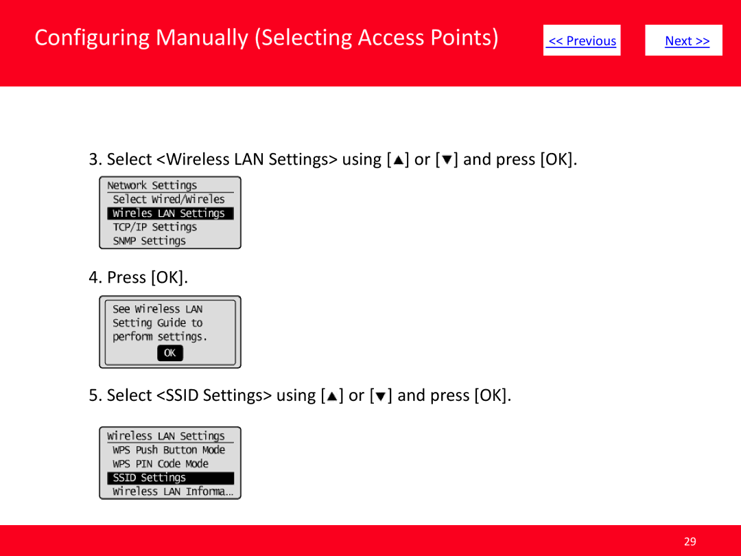 Canon MF8380Cdw, MF8080Cw manual Configuring Manually Selecting Access Points 