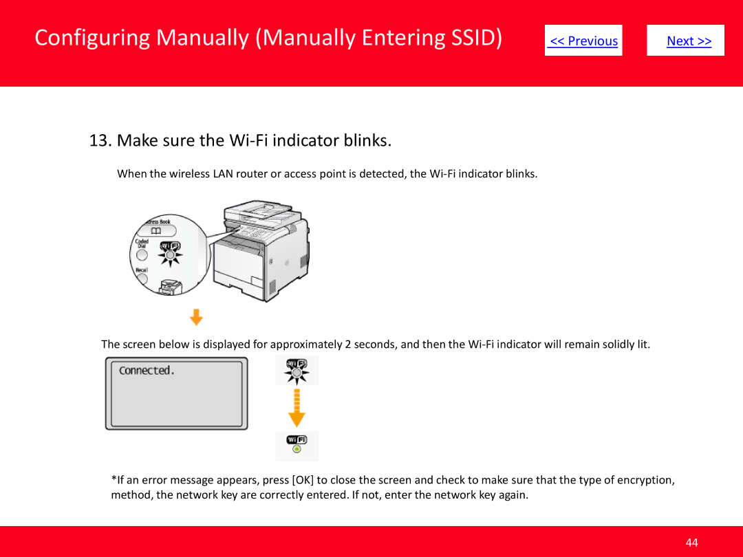 Canon MF8080Cw, MF8380Cdw manual Make sure the Wi-Fi indicator blinks 