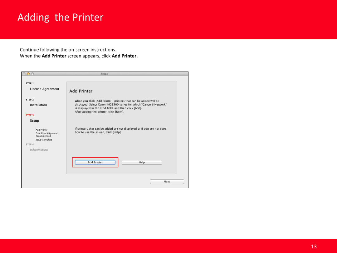 Canon MG3520 manual Adding the Printer 