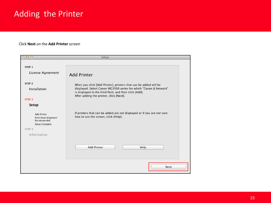 Canon MG3520 manual Click Next on the Add Printer screen 