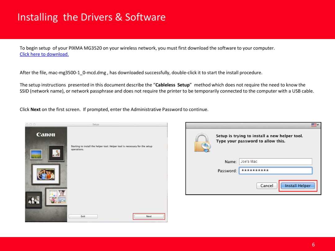 Canon MG3520 manual Installing the Drivers & Software 