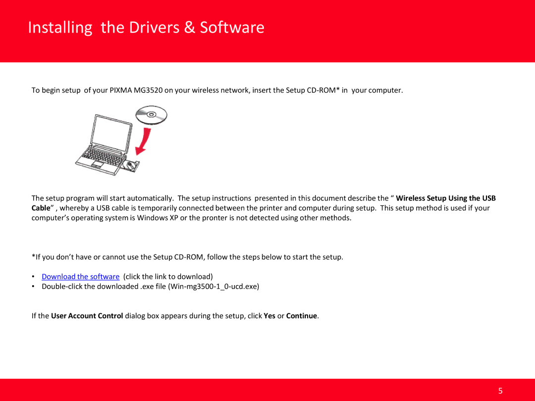 Canon MG3520 manual Installing the Drivers & Software 