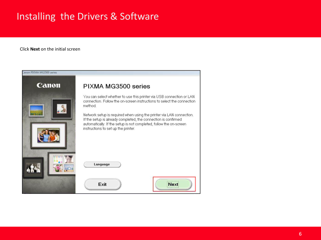 Canon MG3520 manual Click Next on the initial screen 