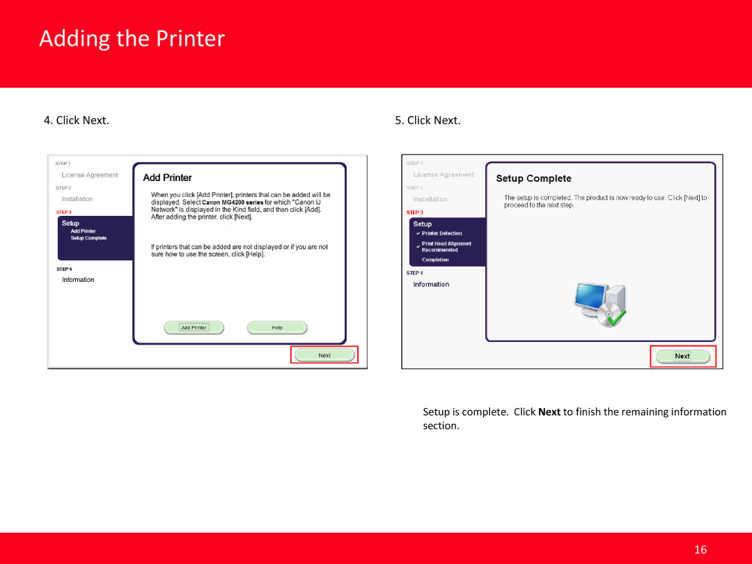Canon MG4220 manual Click Next 