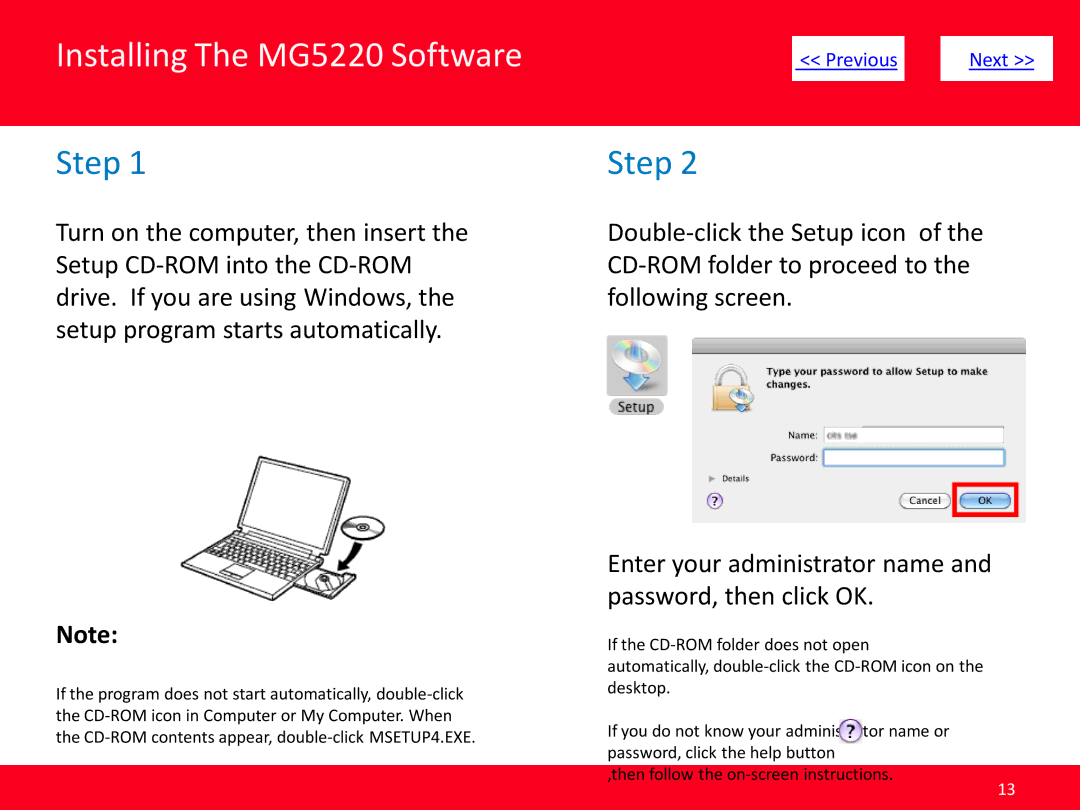 Canon manual Installing The MG5220 Software 