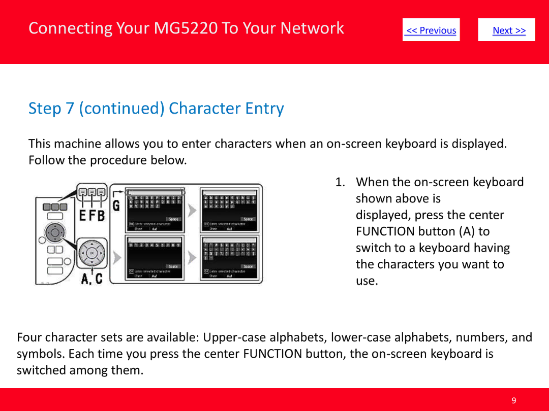 Canon MG5220 manual Character Entry 