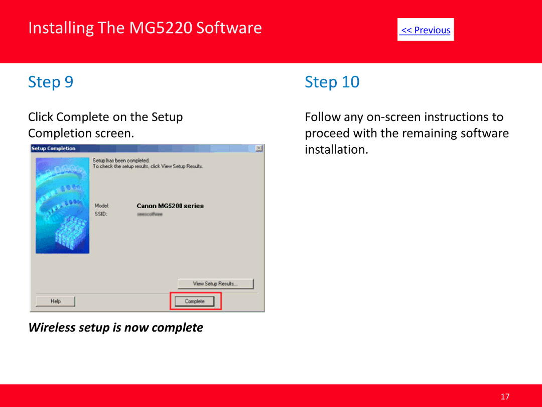 Canon MG5220 manual Wireless setup is now complete 