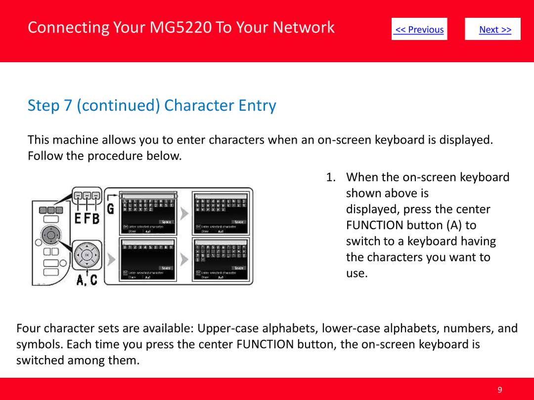 Canon MG5220 manual Character Entry 