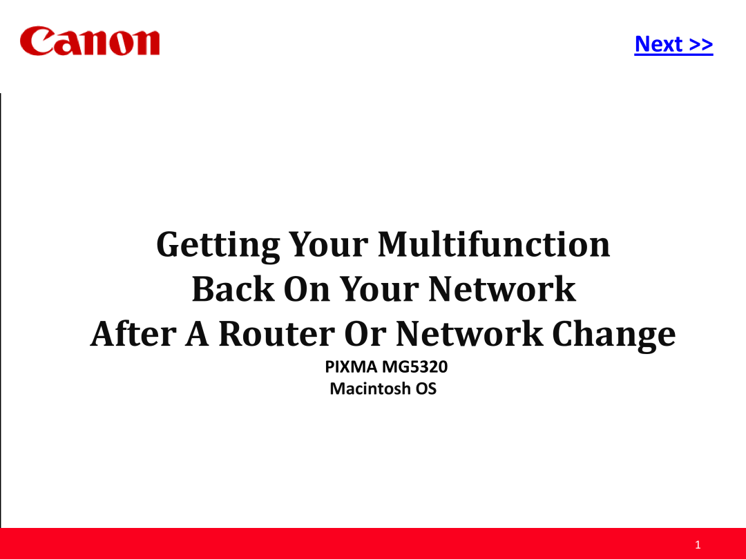 Canon manual Getting Your Multifunction Back On Your Network, After A Router Or Network Change, ext, PIXMA MG5320 