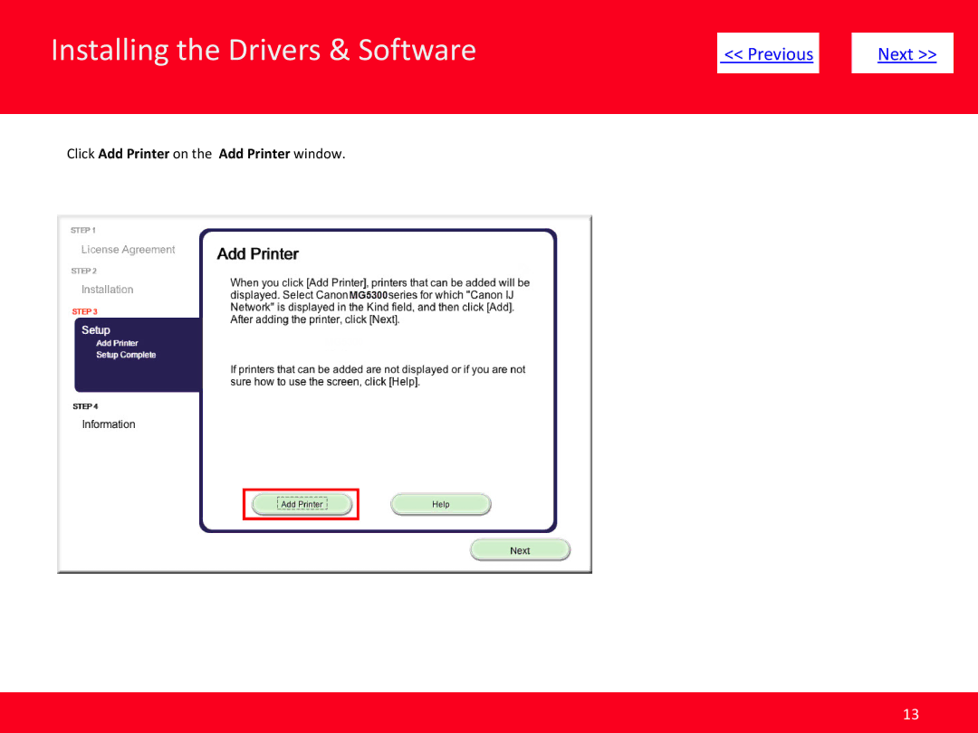 Canon MG5320 manual Click Add Printer on the Add Printer window 