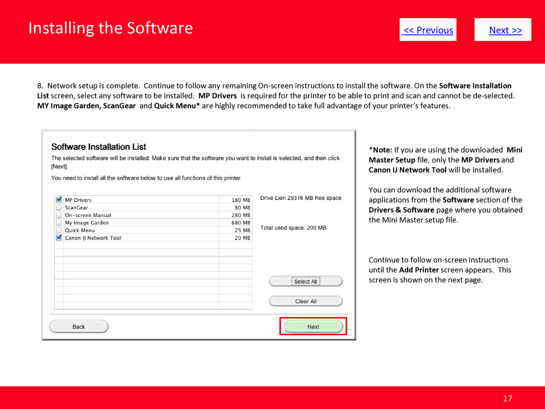 Canon MG5420 manual Installing the Software 