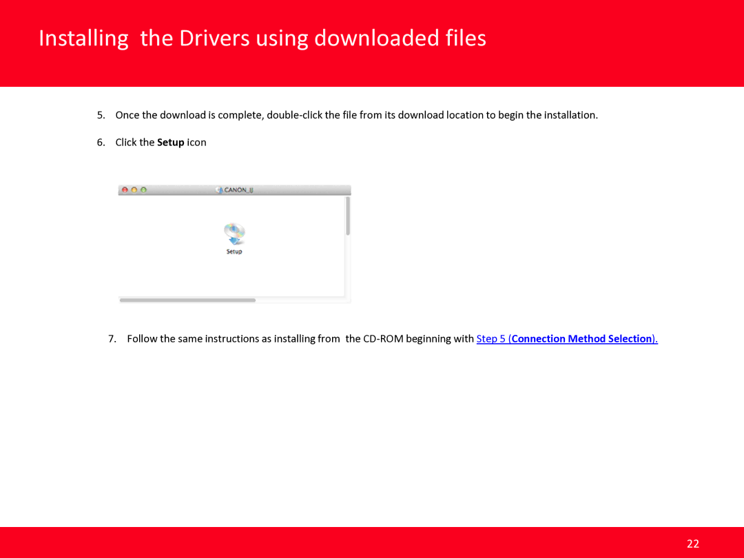 Canon MG5420 manual Installing the Drivers using downloaded files 