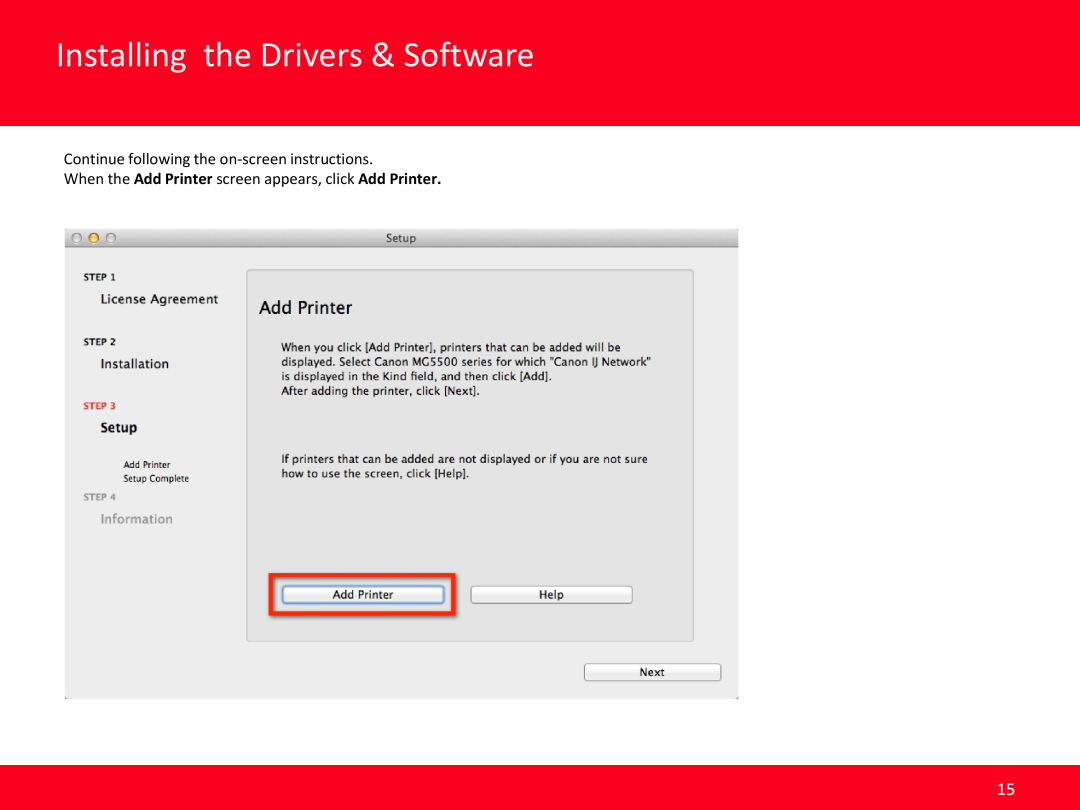 Canon MG5520 manual Installing the Drivers & Software, Continue following the on-screen instructions 
