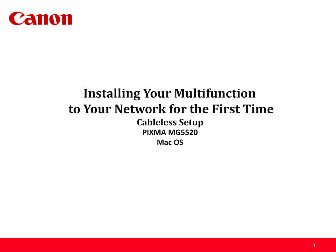 Canon MG5520 manual Cableless Setup 