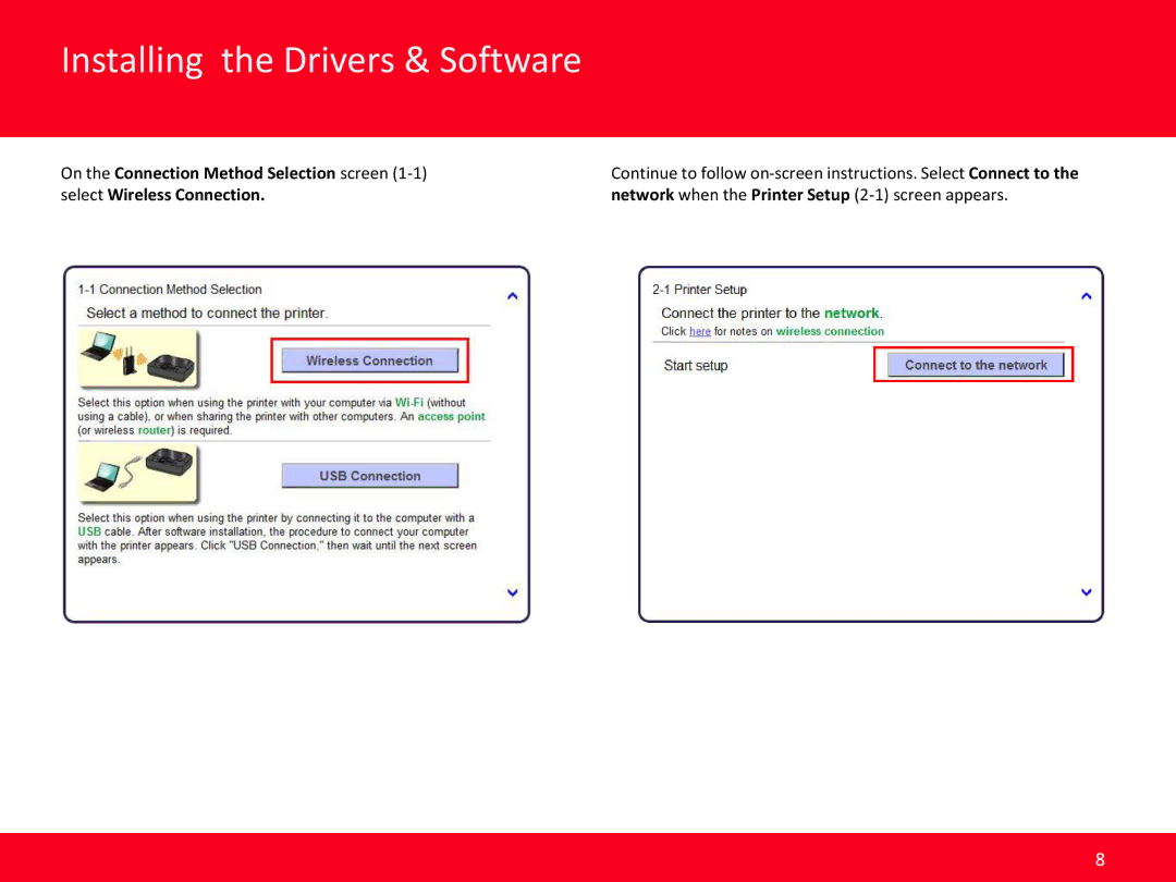 Canon MG5520 manual On the Connection Method Selection screen 